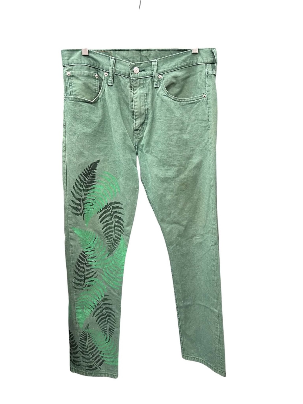 Levi's Mint Green Fern-Print Slim Straight Jeans Size L